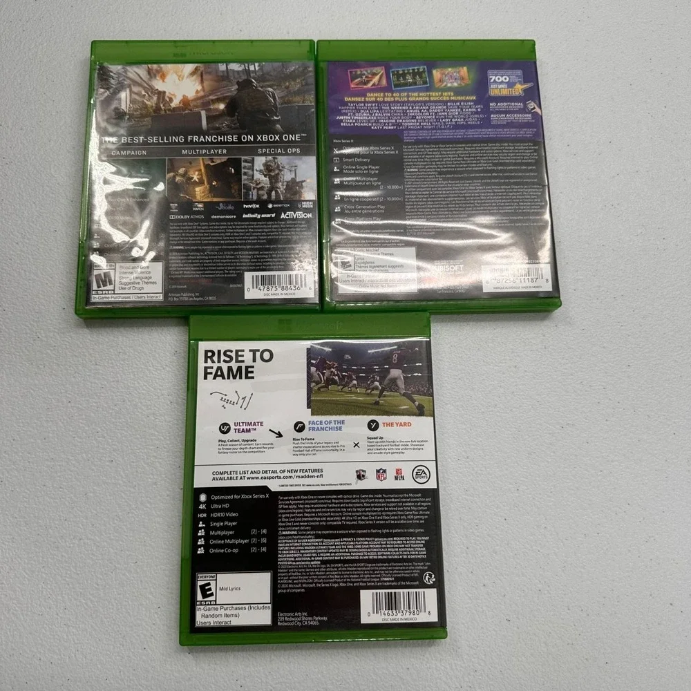 Xbox One Call Of Duty Modern Warfare Just Dance‎ 2022 Madden NFL 21 Bundle Games